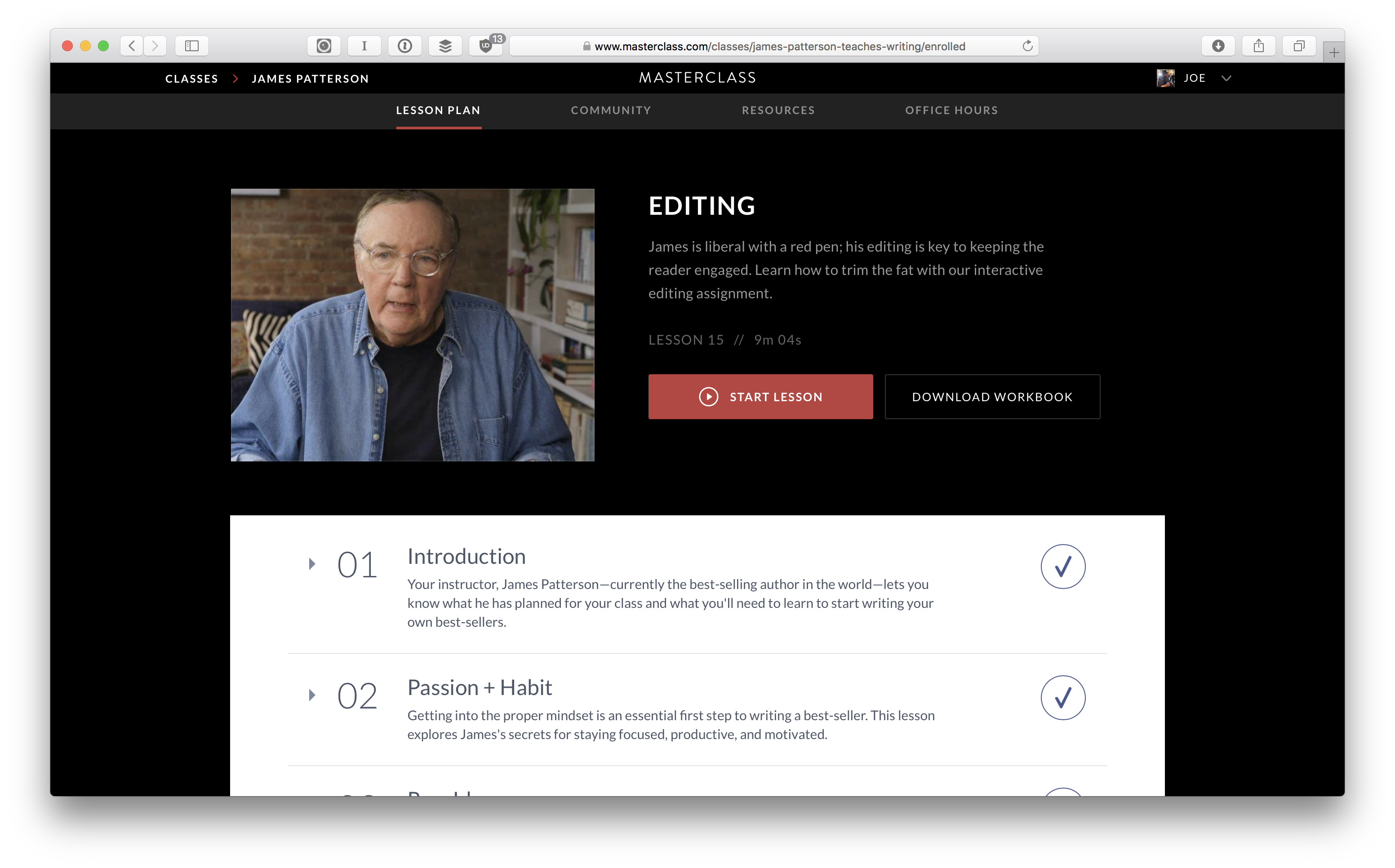 Learning Plan: James Patterson's Masterclass